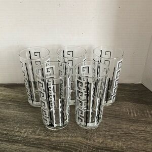 Vtg Libbey MCM Greek Key Highball Glasses